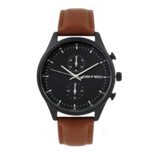 Beetle Black Large Dial Brown PU Strap Men's Watch